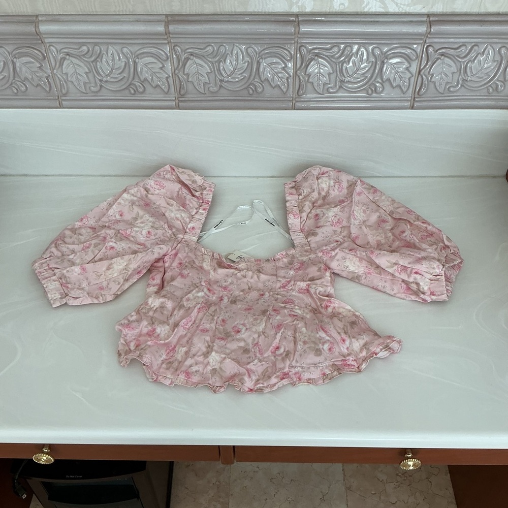 For Love And Lemons Pink Floral Blouse